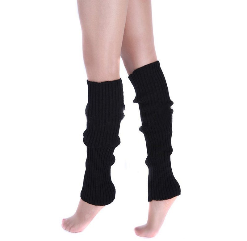 Ewandastore Ewanda store Women 80s Ribbed Leg Warmers Knitted Wool Crochet Long Boot Socks for Party Dance Sports Yoga Accessories,Black - Image 1